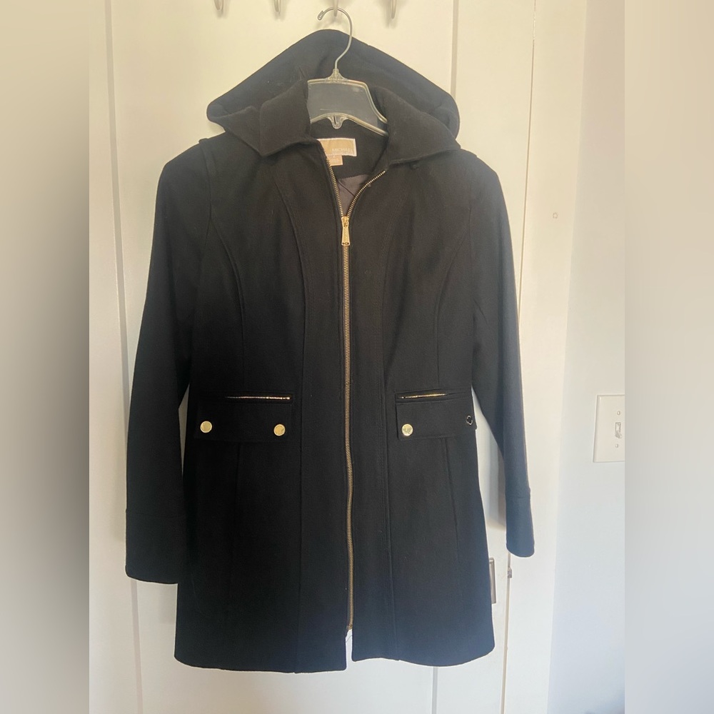 Michael Kors black peacoat.